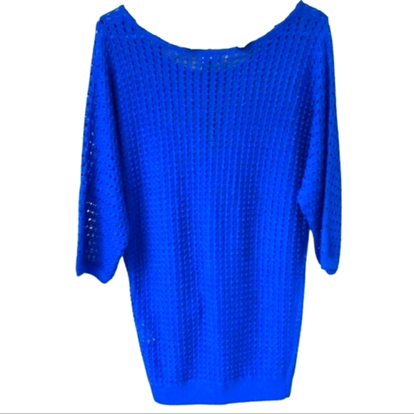 Express Royal blue Shimmery Open knit Sweater M/L - Picture 7 of 8